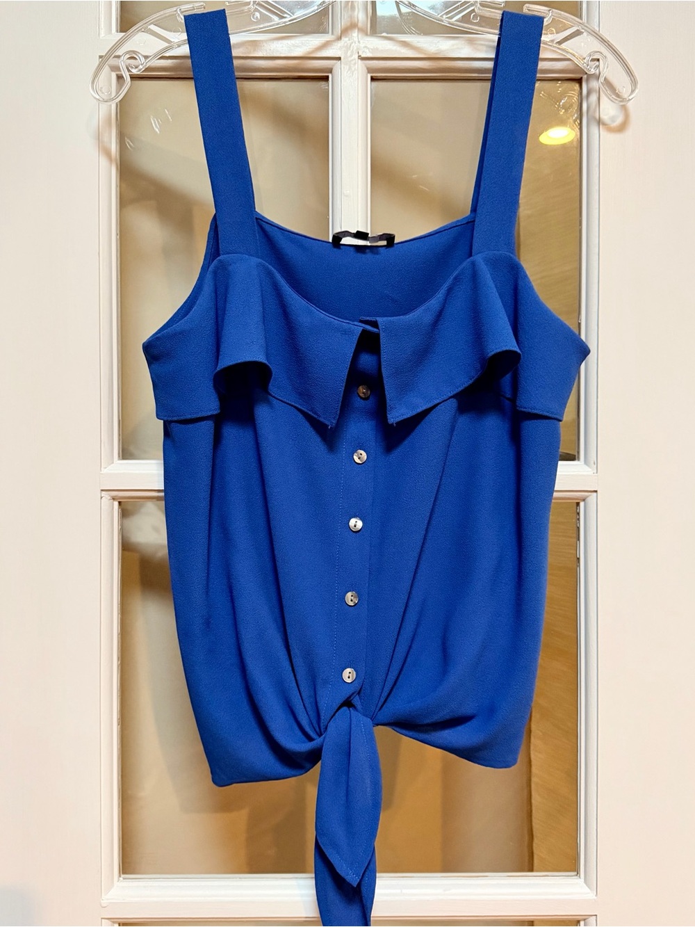 1. State Royal Blue Ruffle Tie-Front Camisole